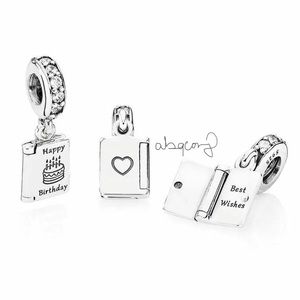 EUC Pandora 791723CZ Sterling Silver Birthday Wishes Card w/ Clear Zirconia